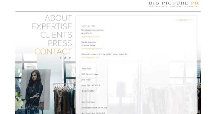 Contact page of #5 Top Digital Public Relations Firm: Big Picture PR