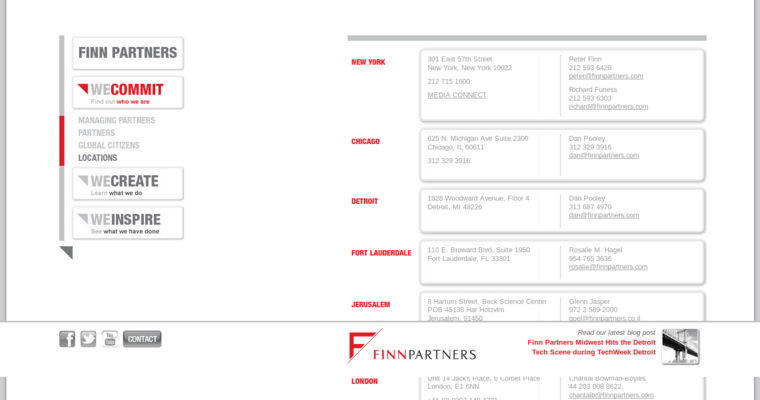 Locations page of #11 Top Online Public Relations Firm: Finn Partners
