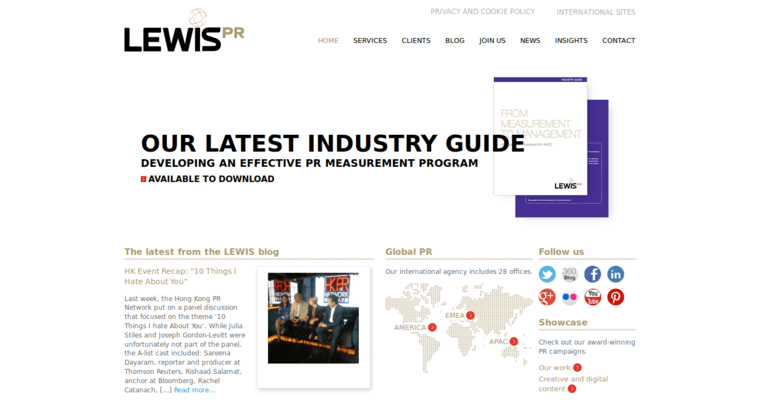 Home page of #10 Best Digital Public Relations Business: Lewis PR