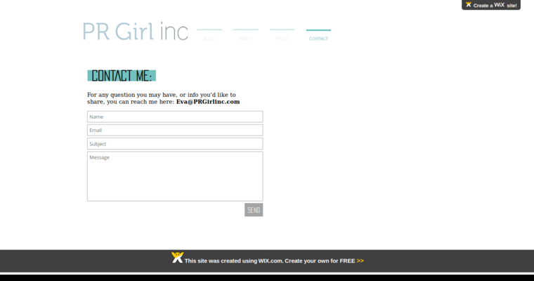 Contact page of #7 Best Digital Public Relations Business: PR Girl Inc