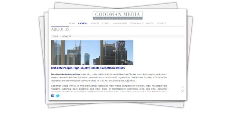 About page of #5 Leading Corporate Public Relations Agency: Goodman Media