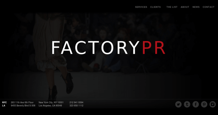 Home page of #2 Top Beauty Public Relations Firm: Factory PR