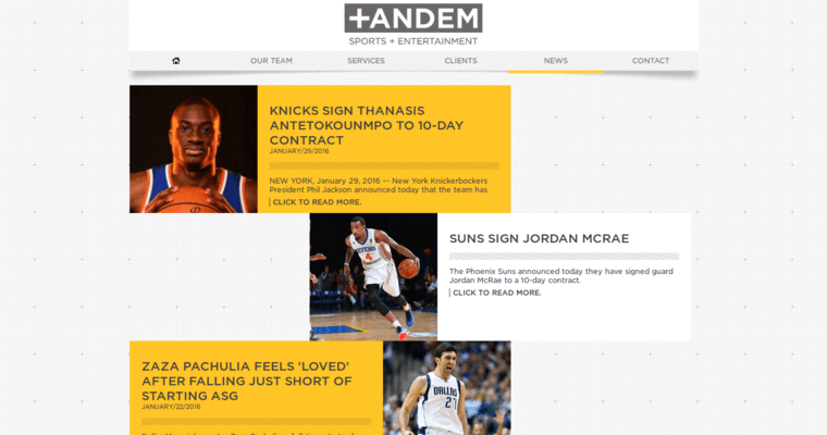 News page of #5 Top Sports PR Firm: Tandem Sports + Entertainment